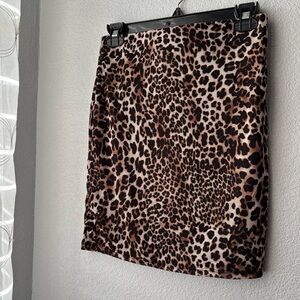 Leopard Print Mini Skirt Brown & Black Double Layer Haute Monde Size M